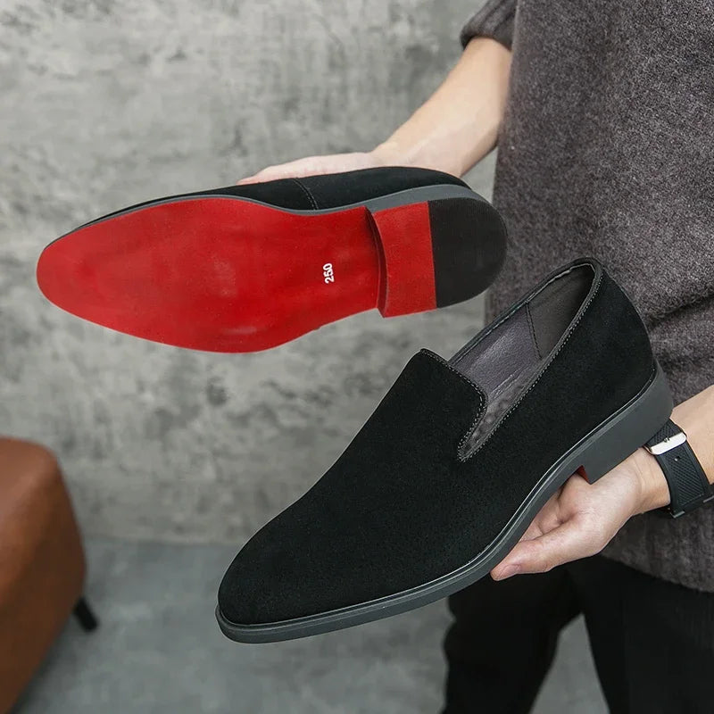 Red Bottom Suede Loafers – Italian Elegance with a Bold Touch