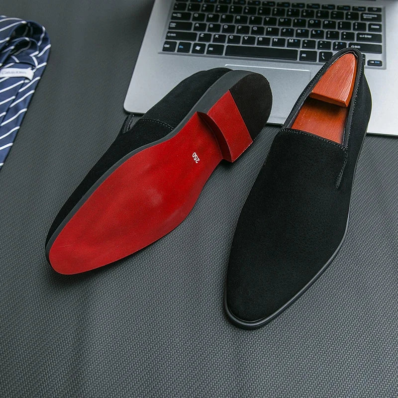Red Bottom Suede Loafers – Italian Elegance with a Bold Touch